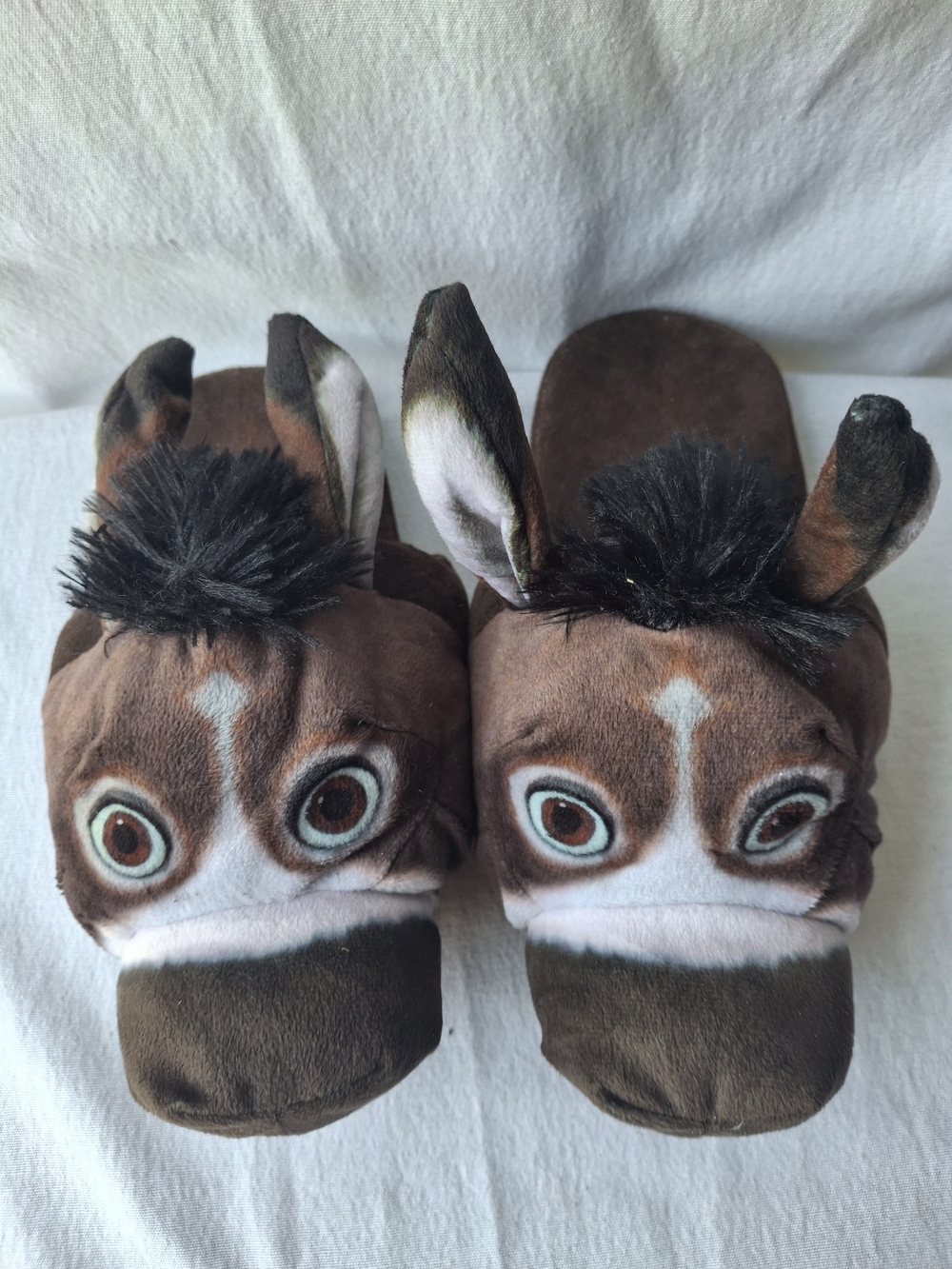 Kids Brown Donkey Plush Slippers